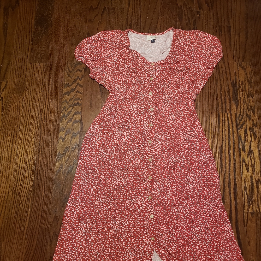Red floral dress